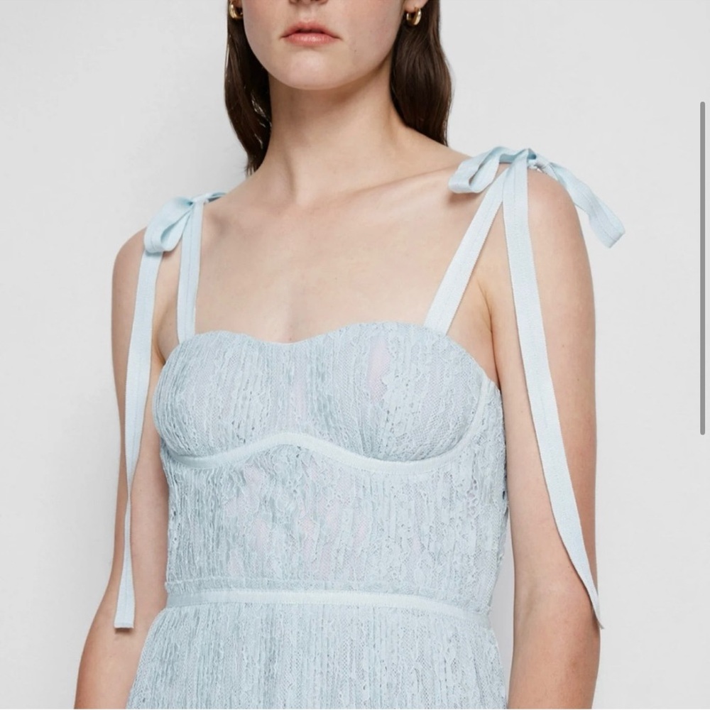 Jonathan Simkhai ~ Elegant Light Blue Lace Midi Dress - Picture 5 of 11